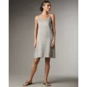 EILEEN FISHER Silver Twinkle Heavy Linen Shimmer Cami Dress M